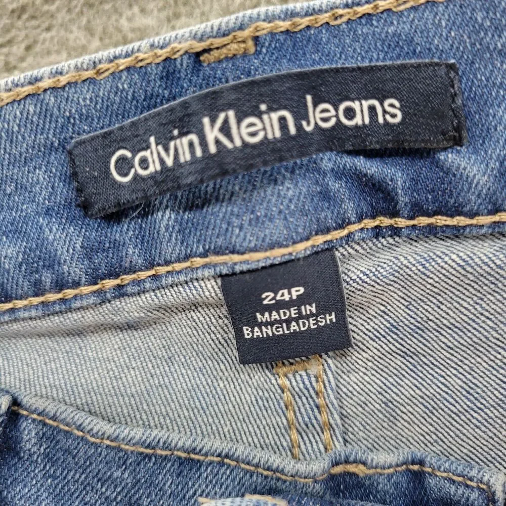 Calvin Klein Jeans Women's 24P Blue Distressed High Rise Straight Leg NWT - Picture 10 of 12